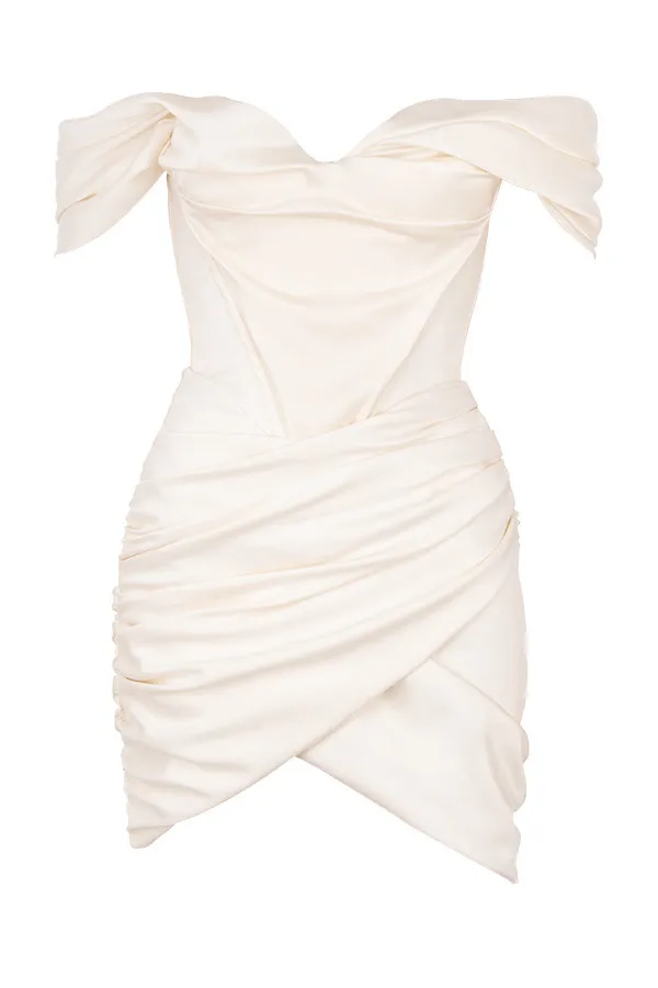 House Of CB CoralineIvory Satin Corset Dress Ivory Women Strapless Dresses