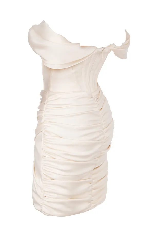 House Of CB CoralineIvory Satin Corset Dress Ivory Women Strapless Dresses