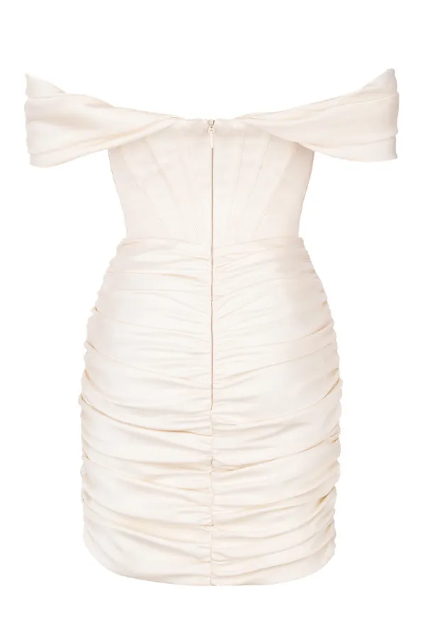 House Of CB CoralineIvory Satin Corset Dress Ivory Women Strapless Dresses