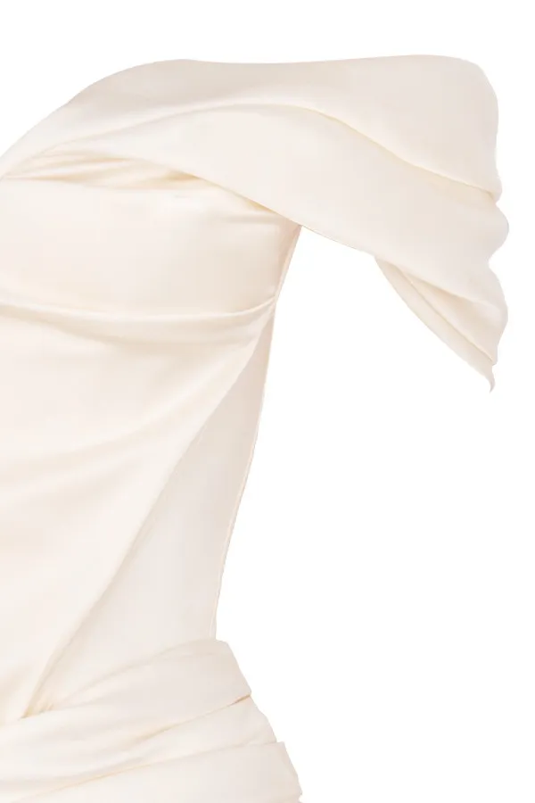 House Of CB CoralineIvory Satin Corset Dress Ivory Women Strapless Dresses