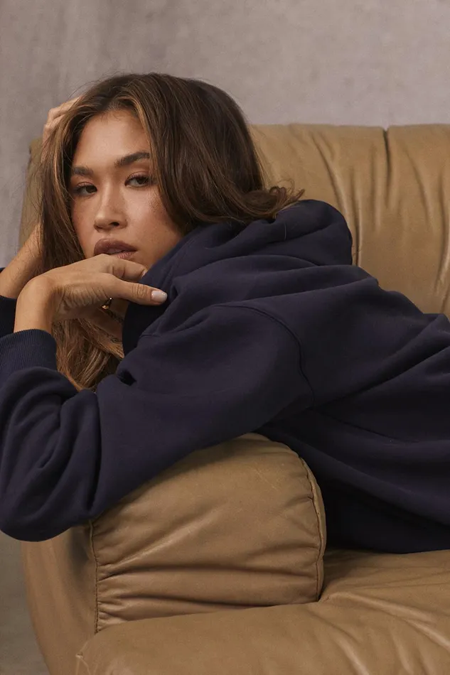 House Of CB HaloNavy Oversized Hoodie Navy Women Tops