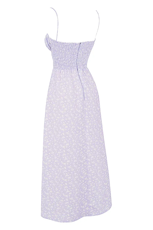 House Of CB JanelleLilac Floral Shirred Ankle Dress 8211 SALE Lilac Women Sun Dresses