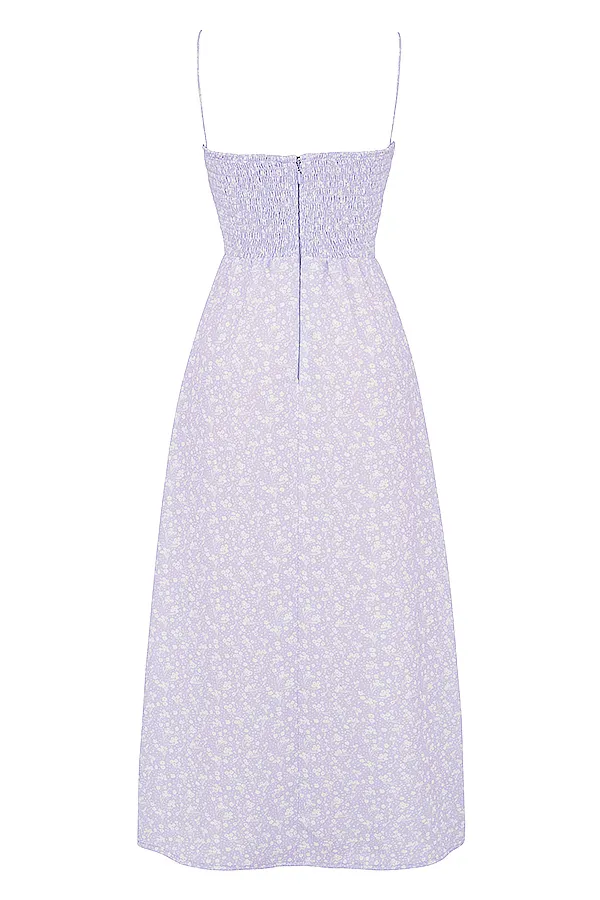 House Of CB JanelleLilac Floral Shirred Ankle Dress 8211 SALE Lilac Women Sun Dresses