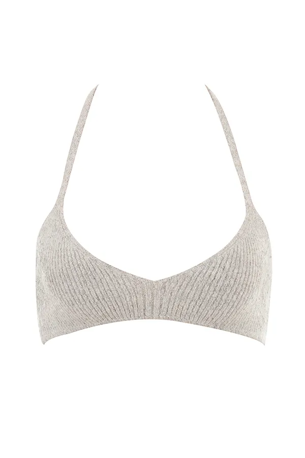 House Of CB JoleneOatmeal Ribbed Knit Bralette 8211 SALE Oatmeal Women Tops