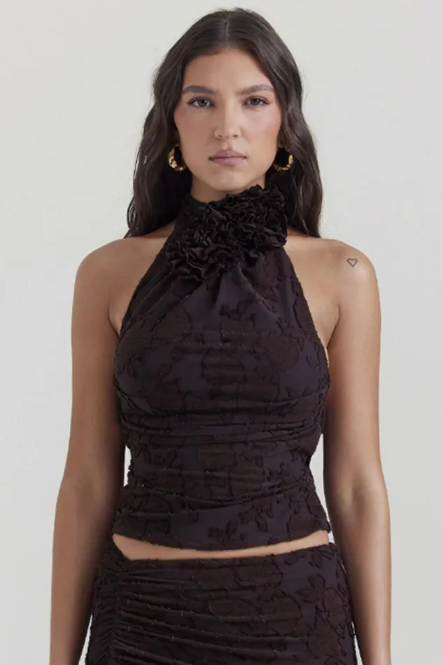 House Of CB KyraCocoa Halter Top Cocoa Women Tops