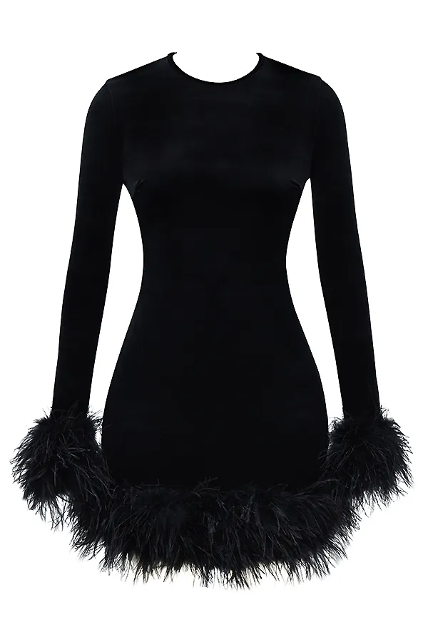 House Of CB LaviniaBlack Velvet Mini Dress Black Women Mini Dresses