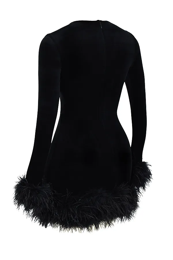 House Of CB LaviniaBlack Velvet Mini Dress Black Women Mini Dresses