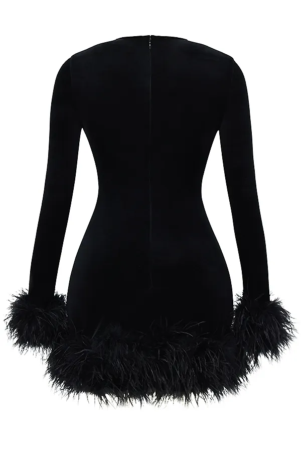 House Of CB LaviniaBlack Velvet Mini Dress Black Women Mini Dresses