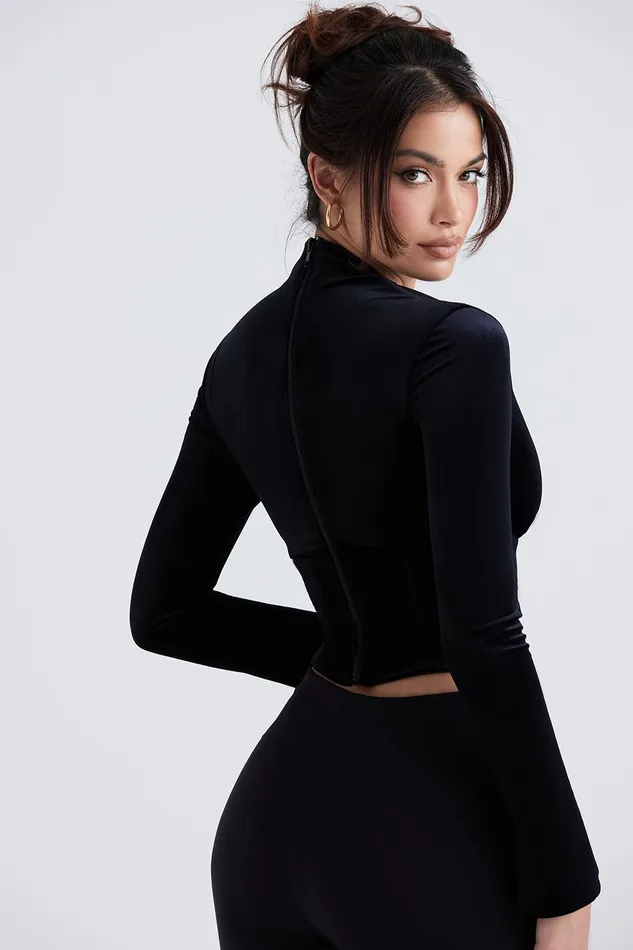 House Of CB LeonoraBlack Velvet Corset 8211 SALE Black Women Corsets