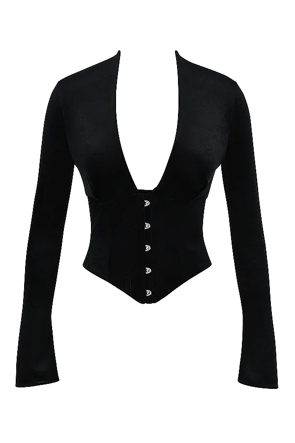 House Of CB LeonoraBlack Velvet Corset 8211 SALE Black Women Corsets