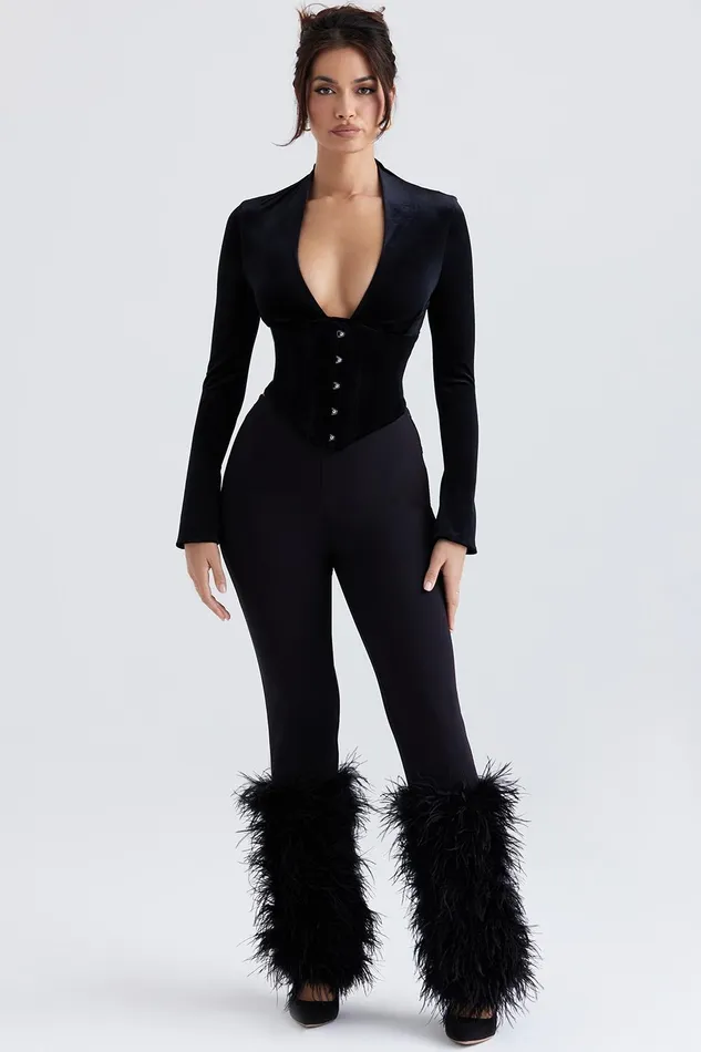 House Of CB LeonoraBlack Velvet Corset 8211 SALE Black Women Corsets