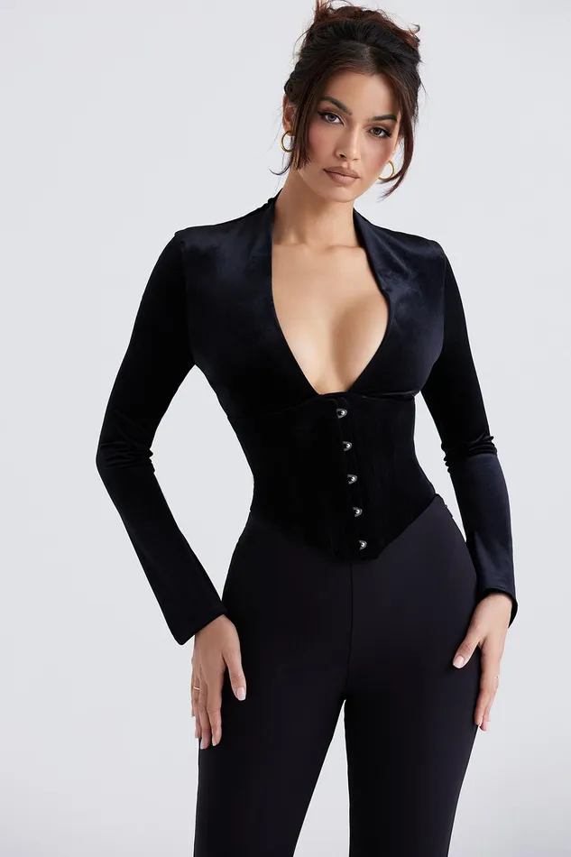 House Of CB LeonoraBlack Velvet Corset 8211 SALE Black Women Corsets