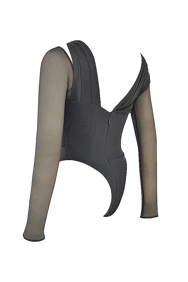 House Of CB LilahShadow Asymmetric Cutout Bodysuit 8211 SALE Shadow Women Tops