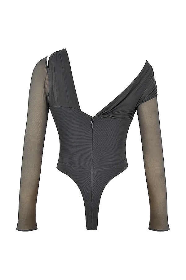 House Of CB LilahShadow Asymmetric Cutout Bodysuit 8211 SALE Shadow Women Tops