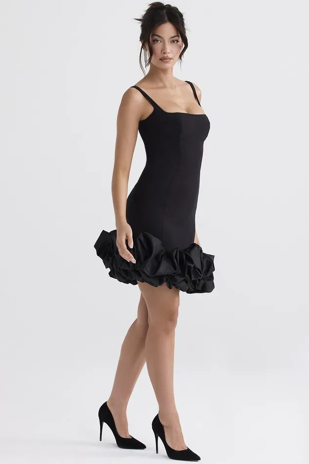 House Of CB LilouBlack Ruffle Hem Dress Black Women Mini Dresses