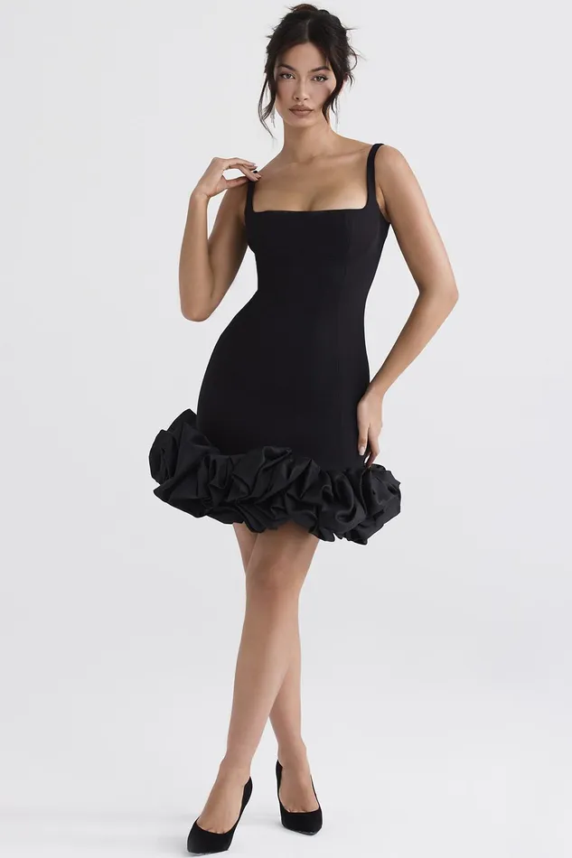 House Of CB LilouBlack Ruffle Hem Dress Black Women Mini Dresses
