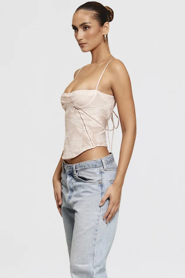 House Of CB LisettePink Floral Lace Camisole Pink Women Tops