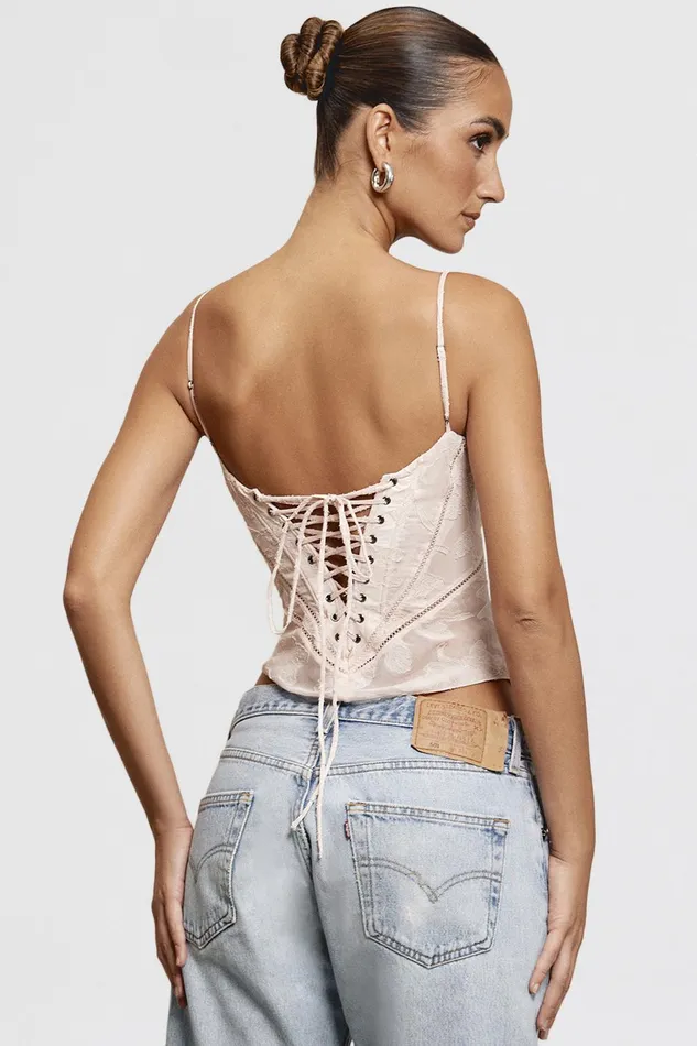 House Of CB LisettePink Floral Lace Camisole Pink Women Tops