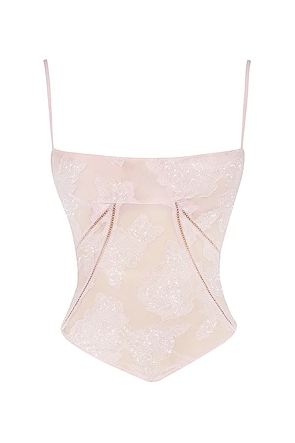 House Of CB LisettePink Floral Lace Camisole Pink Women Tops