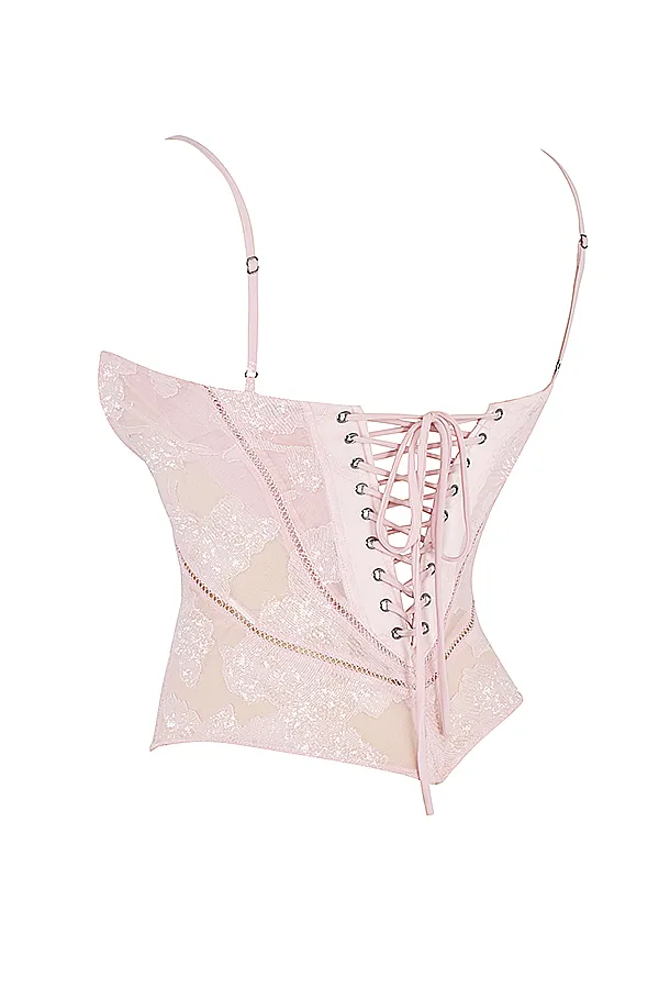 House Of CB LisettePink Floral Lace Camisole Pink Women Tops