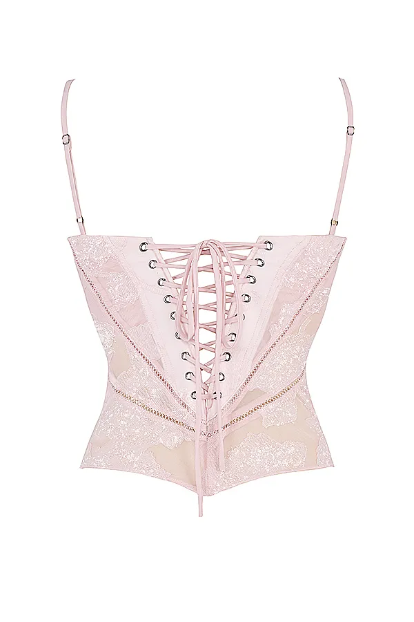 House Of CB LisettePink Floral Lace Camisole Pink Women Tops
