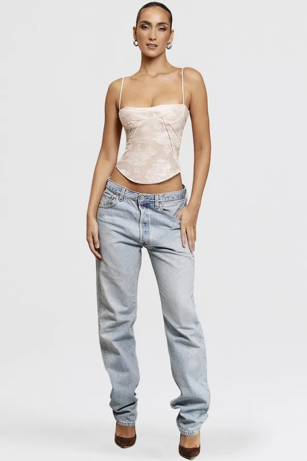 House Of CB LisettePink Floral Lace Camisole Pink Women Tops
