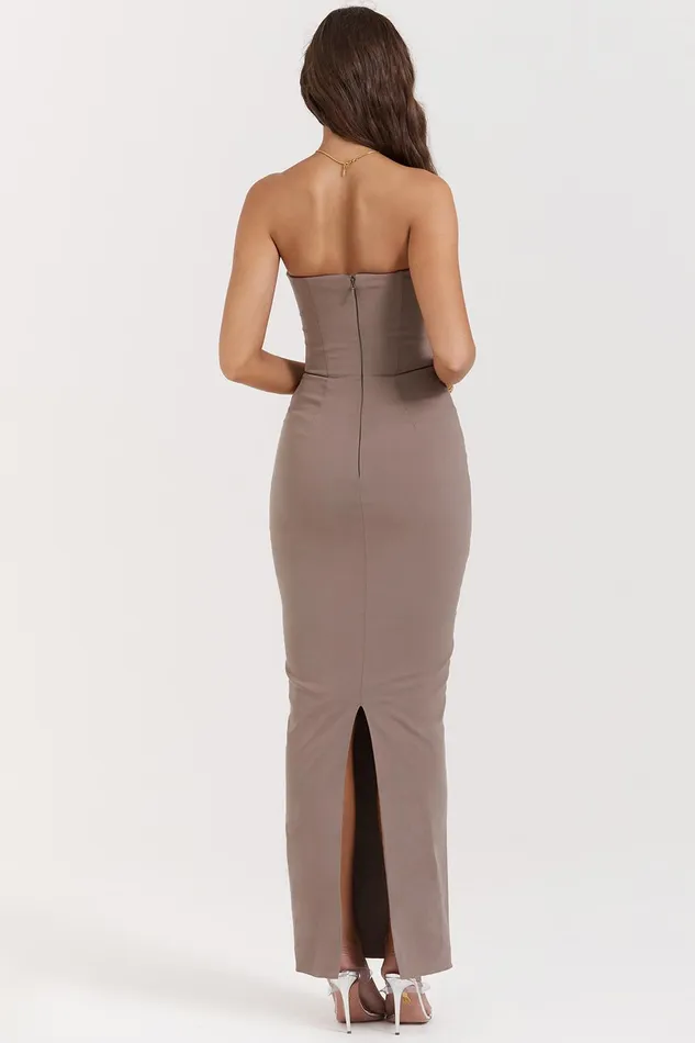 House Of CB LuciaTaupe Strapless Corset Maxi Dress Taupe Women Corset Dresses