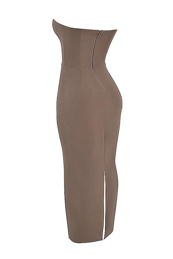 House Of CB LuciaTaupe Strapless Corset Maxi Dress Taupe Women Corset Dresses