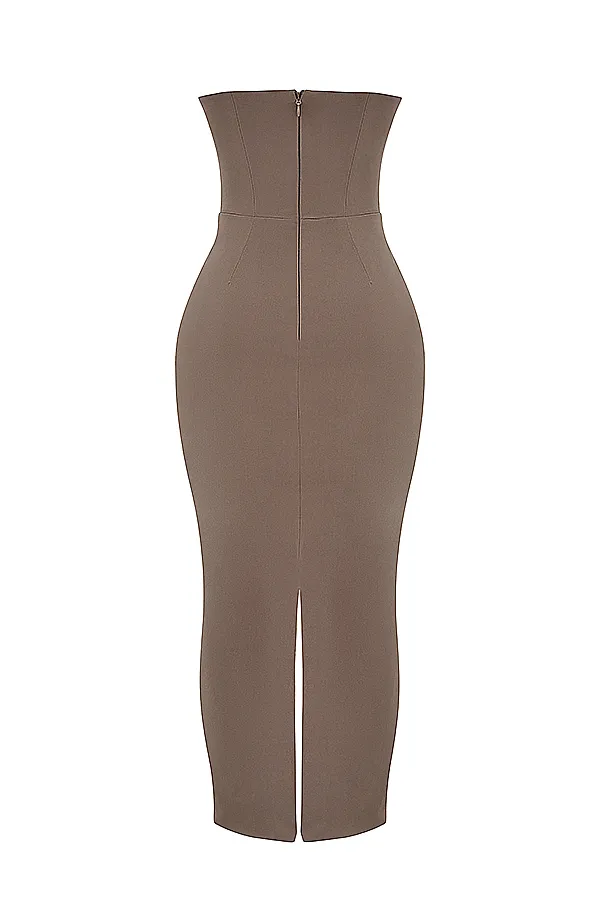 House Of CB LuciaTaupe Strapless Corset Maxi Dress Taupe Women Corset Dresses