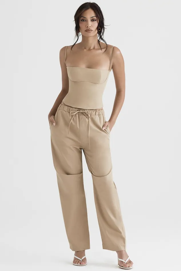 House Of CB LunaCamel Cargo Trousers Camel Women Trousers