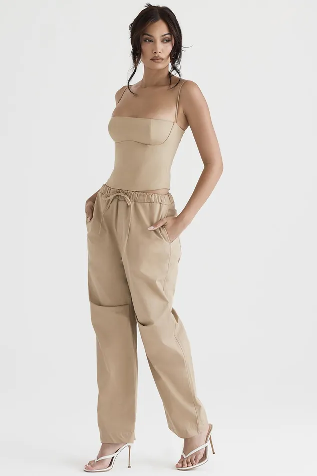 House Of CB LunaCamel Cargo Trousers Camel Women Trousers