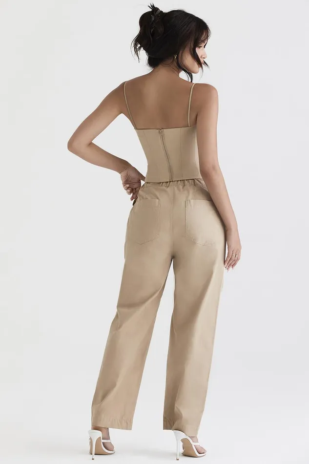 House Of CB LunaCamel Cargo Trousers Camel Women Trousers