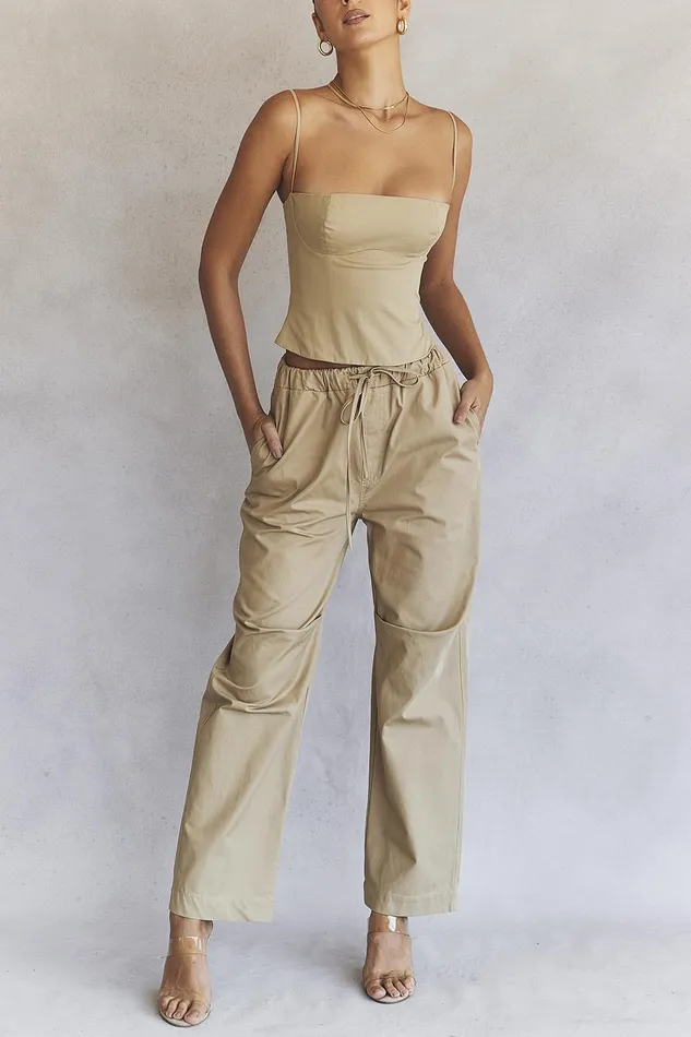 House Of CB LunaCamel Cargo Trousers Camel Women Trousers
