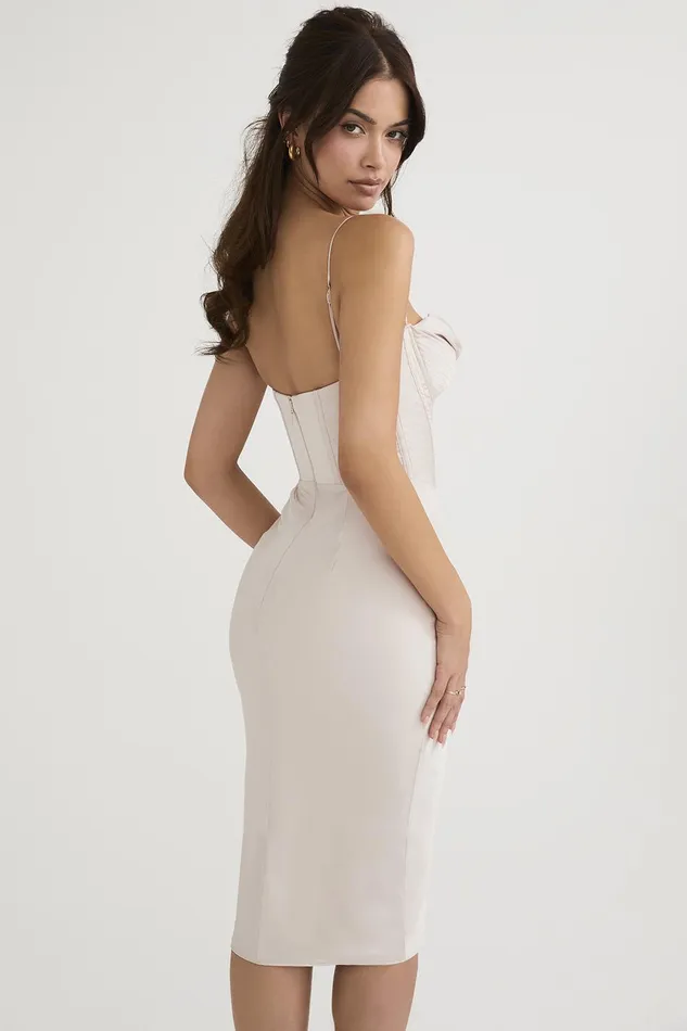 House Of CB MyrnaCrystal Satin Corset Midi Dress 8211 SALE Crystal Women Bodycon Dresses