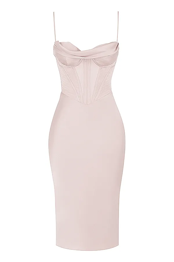 House Of CB MyrnaCrystal Satin Corset Midi Dress 8211 SALE Crystal Women Bodycon Dresses