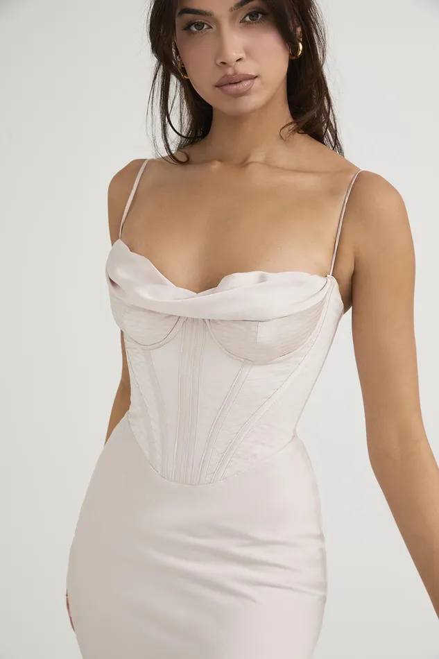 House Of CB MyrnaCrystal Satin Corset Midi Dress 8211 SALE Crystal Women Bodycon Dresses