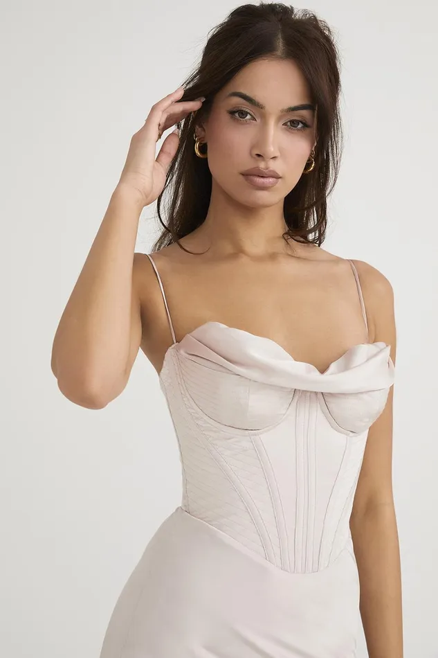 House Of CB MyrnaCrystal Satin Corset Midi Dress 8211 SALE Crystal Women Bodycon Dresses