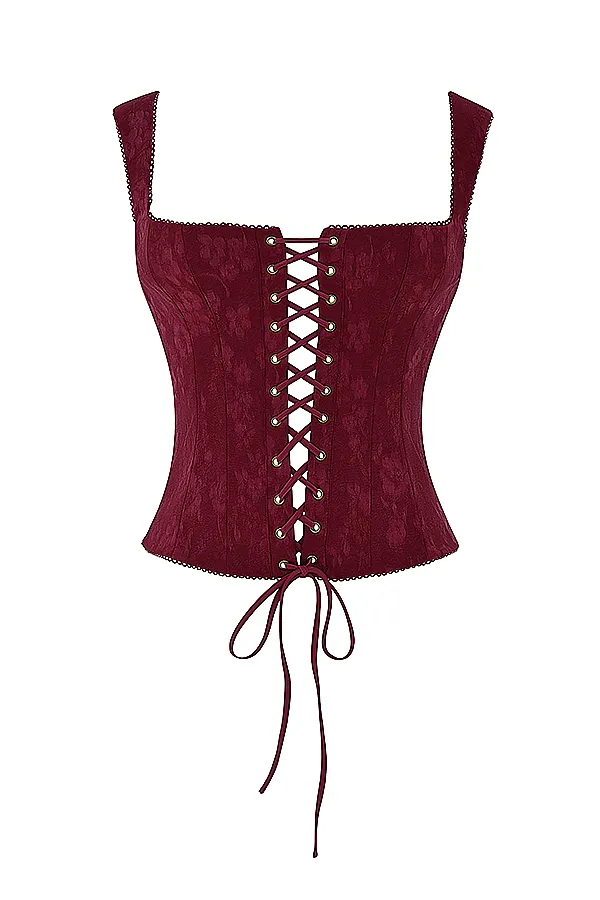 House Of CB ParisaMerlot Floral Corset Merlot Women Tops