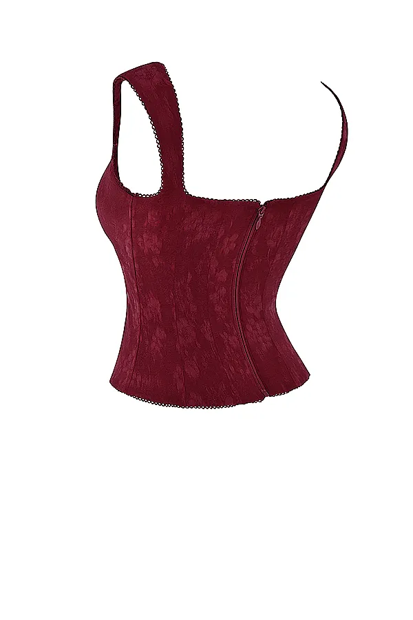 House Of CB ParisaMerlot Floral Corset Merlot Women Tops