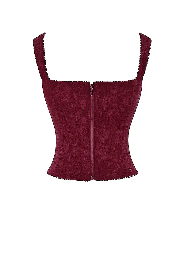 House Of CB ParisaMerlot Floral Corset Merlot Women Tops