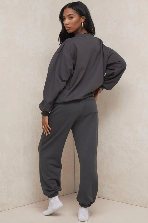 House Of CB SkyCharcoal Fleece Back Jogging Trousers Charcoal Women Sweats