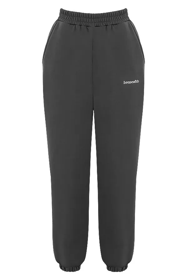 House Of CB SkyCharcoal Fleece Back Jogging Trousers Charcoal Women Sweats