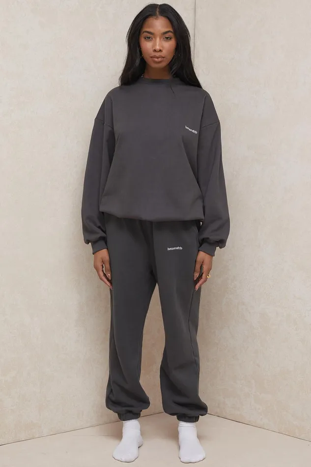 House Of CB SkyCharcoal Fleece Back Jogging Trousers Charcoal Women Sweats