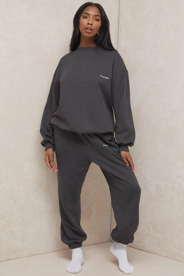 House Of CB SkyCharcoal Fleece Back Jogging Trousers Charcoal Women Sweats