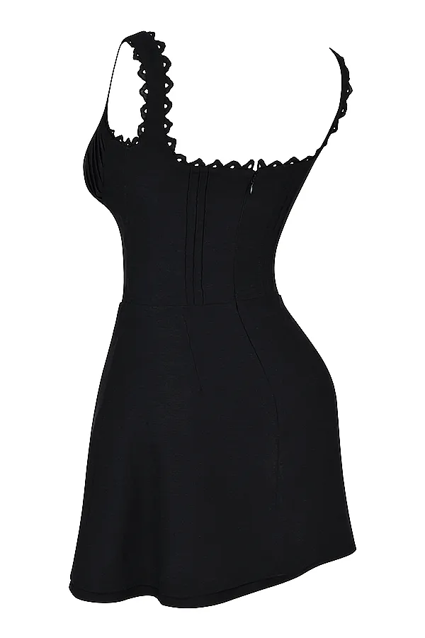 House Of CB TillyBlack Pin Tuck Mini Dress Black Women Corset Dresses