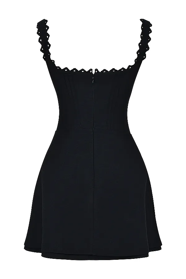 House Of CB TillyBlack Pin Tuck Mini Dress Black Women Corset Dresses