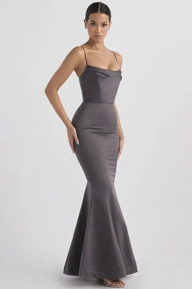 House Of CB VioletteShadow Satin Fishtail Gown 8211 SALE Shadow Women Maxi Dresses