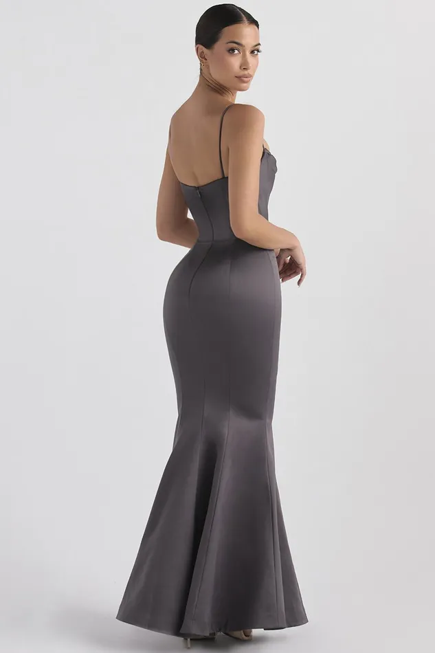 House Of CB VioletteShadow Satin Fishtail Gown 8211 SALE Shadow Women Maxi Dresses