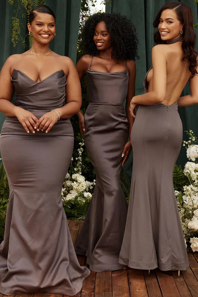 House Of CB VioletteShadow Satin Fishtail Gown 8211 SALE Shadow Women Maxi Dresses