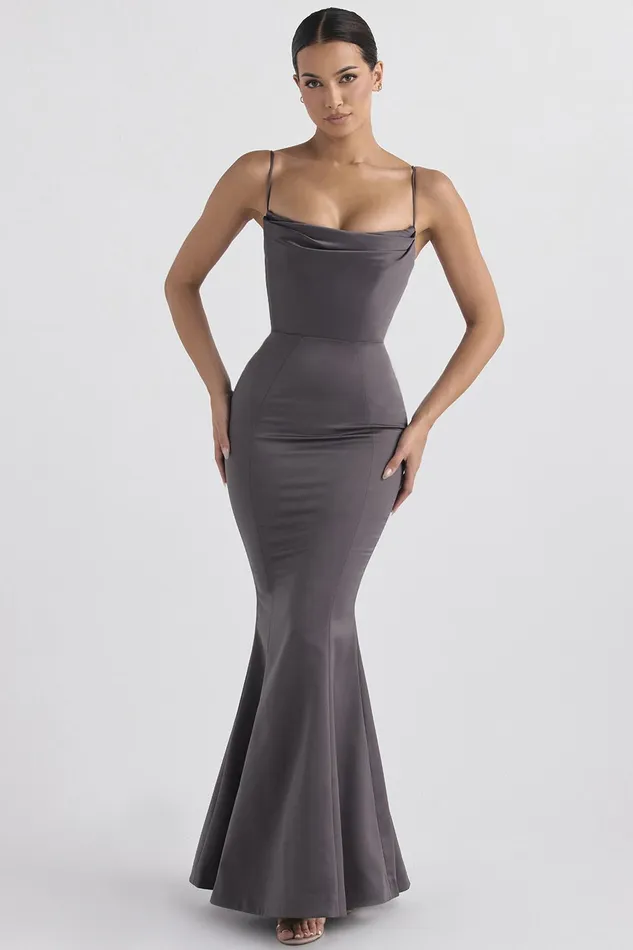 House Of CB VioletteShadow Satin Fishtail Gown 8211 SALE Shadow Women Maxi Dresses